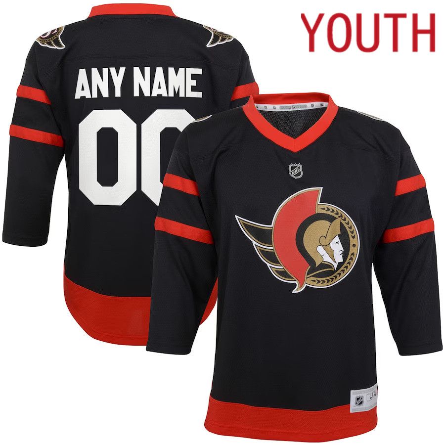 Youth Ottawa Senators Black Home Replica Custom NHL Jersey-0